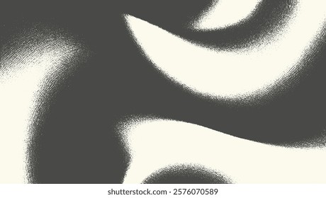 Grainy Abstract Swirl Texture, Minimalist Black and White Design, Monochrome Grain Art Pattern, Retro-Style Halftone Background, Elegant Grainy Curve Artwork, Stylish Abstract Grain Design