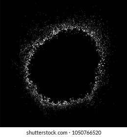 Grainy abstract texture of  frame is isolated on a black background. Spot design element. Distress overlay textured. Vector illustration,eps 10.