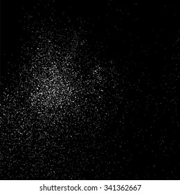 Grainy abstract  texture on  black background.  Snowflakes  design element. Vector illustration.