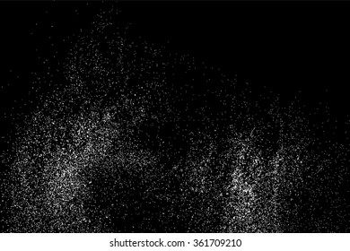 Grainy abstract  texture on  black background.  Snowflakes  design element. Vector illustration.