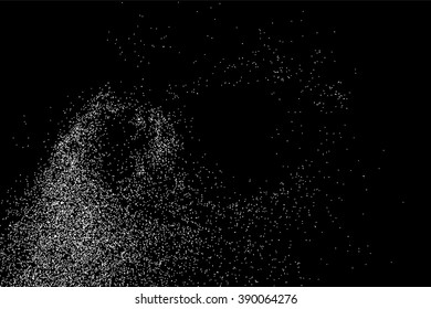 Grainy abstract  texture on  black background.  Snowflakes  design element. Vector illustration.