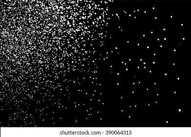 Grainy abstract  texture on  black background.  Snowflakes  design element. Vector illustration.