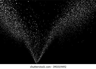 Grainy abstract  texture on  black background.  Snowflakes  design element. Vector illustration.