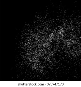 Grainy abstract  texture on  black background.  Snowflakes  design element. Vector illustration.