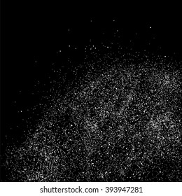 Grainy abstract  texture on  black background.  Snowflakes  design element. Vector illustration.
