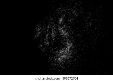 Textura abstracta granulada sobre fondo negro. Textura de nieve. Elemento de diseño plano. Ilustración vectorial, eps 10.