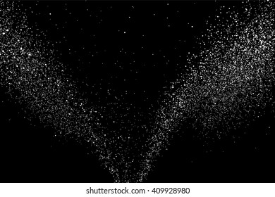Grainy abstract  texture on  black background.  Snowflakes  design element. Vector illustration.