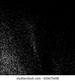 Grainy abstract  texture on  black background.  Snowflakes  design element. Vector illustration.