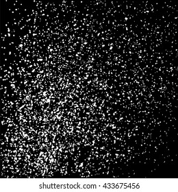 Grainy abstract  texture on  black background.  Snowflakes  design element. Vector illustration.