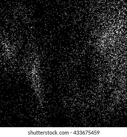 Grainy abstract  texture on  black background.  Snowflakes  design element. Vector illustration.