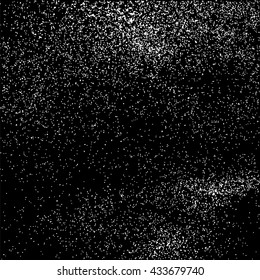 Grainy abstract  texture on  black background.  Snowflakes  design element. Vector illustration.