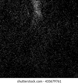 Grainy abstract  texture on  black background.  Snowflakes  design element. Vector illustration.