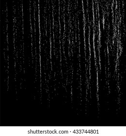 Grainy abstract  texture on  black background.  Snowflakes  design element. Vector illustration.