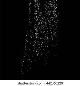 Grainy abstract  texture on  black background.  Snowflakes  design element. Vector illustration.