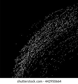 Grainy abstract  texture on  black background.  Snowflakes  design element. Vector illustration.