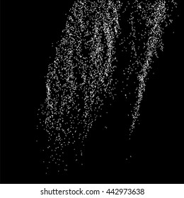 Grainy abstract  texture on  black background.  Snowflakes  design element. Vector illustration.
