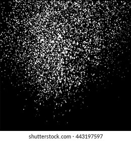 Grainy abstract  texture on  black background.  Snowflakes  design element. Vector illustration.