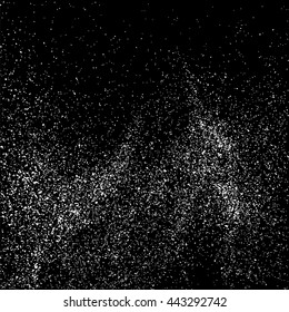 Grainy abstract  texture on  black background.  Snowflakes  design element. Vector illustration.