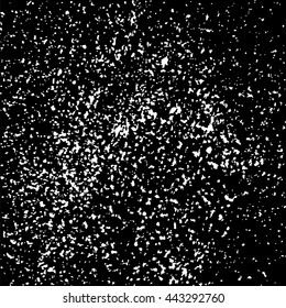 Grainy abstract  texture on  black background.  Snowflakes  design element. Vector illustration..