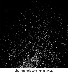 Grainy abstract  texture on  black background.  Snowflakes  design element. Vector illustration.