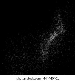 Grainy abstract  texture on  black background.  Snowflakes  design element. Vector illustration.