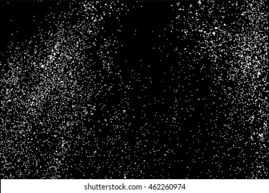 Grainy abstract  texture on  black background.  Snowflakes  design element. Distress overlay textured. Vector illustration,eps 10.