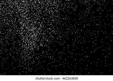 Grainy abstract  texture on  black background.  Snowflakes  design element. Distress overlay textured. Vector illustration,eps 10.