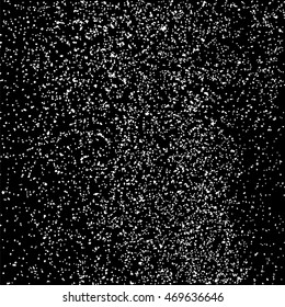 Grainy abstract  texture on black background. Snowflakes design element. Distress overlay. Vector illustration, eps 10.