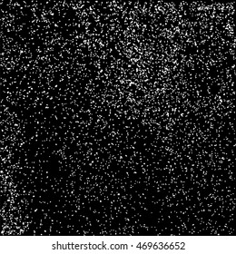 Grainy abstract  texture on black background. Snowflakes design element. Distress overlay. Vector illustration, eps 10.