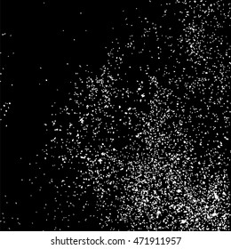 Grainy abstract  texture on  black background.  Snowflakes  design element. Distress overlay textured. Vector illustration,eps 10.