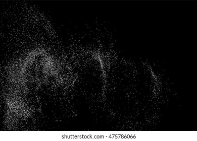 Grainy abstract  texture on  black background.  Snowflakes  design element. Vector illustration,eps 10.