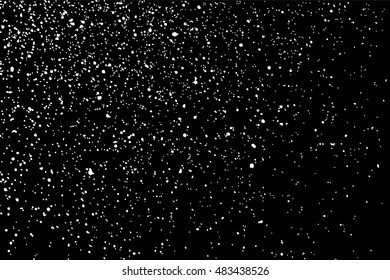 Grainy abstract  texture on  black background.  Snowflakes  design element. Distress overlay textured. Vector illustration,eps 10.