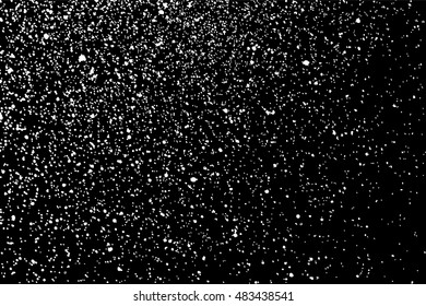 Grainy abstract  texture on  black background.  Snowflakes  design element. Distress overlay textured. Vector illustration,eps 10.