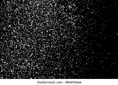 Grainy abstract  texture on  black background.  Snowflakes  design element. Distress overlay textured. Vector illustration,eps 10.