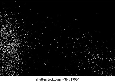 Grainy abstract  texture on  black background.  Snowflakes  design element. Distress overlay textured. Vector illustration,eps 10.