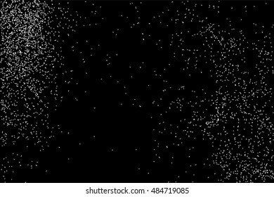 Grainy abstract  texture on  black background.  Snowflakes  design element. Distress overlay textured. Vector illustration,eps 10.