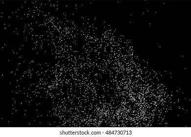 Grainy abstract  texture on  black background.  Snowflakes  design element. Distress overlay textured. Vector illustration,eps 10.