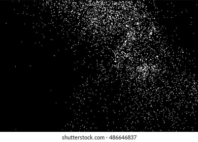 Grainy abstract  texture on  black background.  Snowflakes  design element. Distress overlay textured. Vector illustration,eps 10.