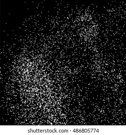 Grainy abstract  texture on  black background.  Snowflakes  design element. Distress overlay textured. Vector illustration,eps 10.