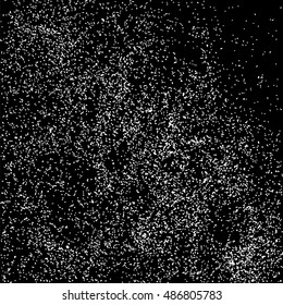 Grainy abstract  texture on  black background.  Snowflakes  design element. Distress overlay textured. Vector illustration,eps 10.