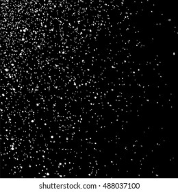 Grainy abstract  texture on  black background.  Snowflakes  design element. Distress overlay textured. Vector illustration,eps 10.