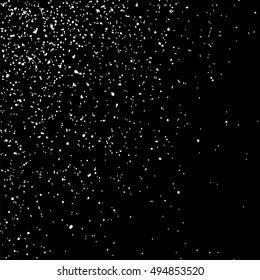 Grainy abstract  texture on  black background.  Snowflakes  design element. Distress overlay textured. Vector illustration,eps 10.