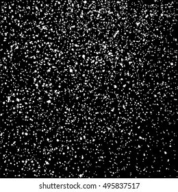 Grainy abstract  texture on  black background.  Snowflakes  design element. Distress overlay textured. Vector illustration,eps 10.