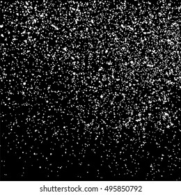 Grainy abstract  texture on  black background.  Snowflakes  design element. Distress overlay textured. Vector illustration,eps 10.