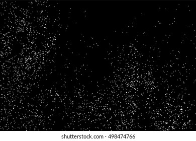 Grainy abstract  texture on  black background.  Snowflakes  design element. Distress overlay textured. Vector illustration,eps 10.