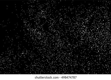 Grainy abstract  texture on  black background.  Snowflakes  design element. Distress overlay textured. Vector illustration,eps 10.