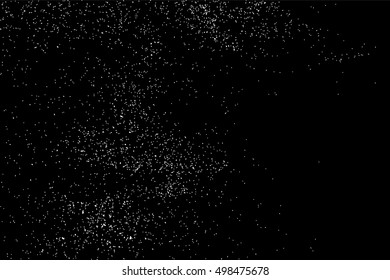 Grainy abstract  texture on  black background.  Snowflakes  design element. Distress overlay textured. Vector illustration,eps 10.