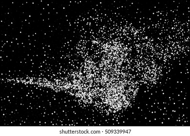 Grainy abstract  texture on  black background.  Snowflakes  design element. Distress overlay textured. Vector illustration,eps 10.