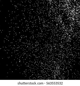 Grainy abstract  texture on  black background.  Snowflakes  design element. Distress overlay textured. Vector illustration,eps 10
