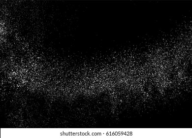 Grainy abstract  texture on  black background.  Snowflakes  design element. Distress overlay textured. Vector illustration,eps 10.